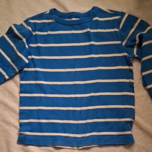 GAP Kids Blue and Cream Striped Long Sleeve Tee